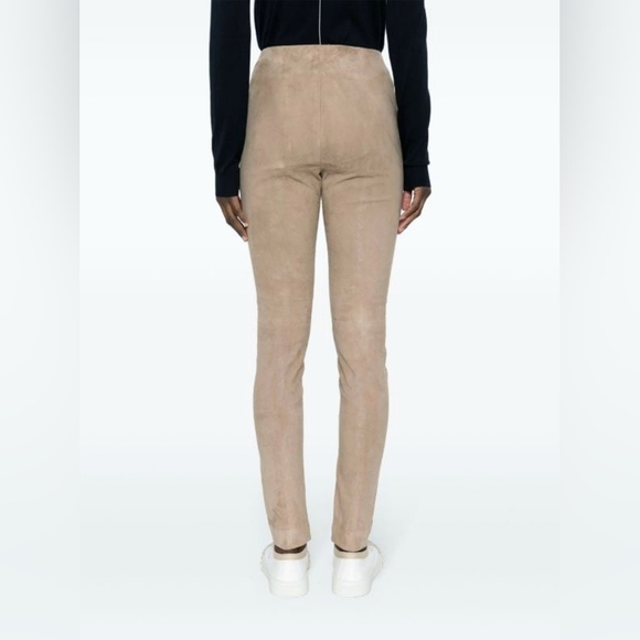NWT $1,500 Polo Ralph Lauren 100% Lambskin Skinny Suede Leggings Pants Tan XS - Picture 3 of 12